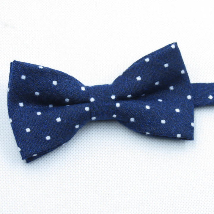 3Pcs Men's Polka Dots Stylish Bow Tie Necktie Set - Navy - Bow Tie - image 15