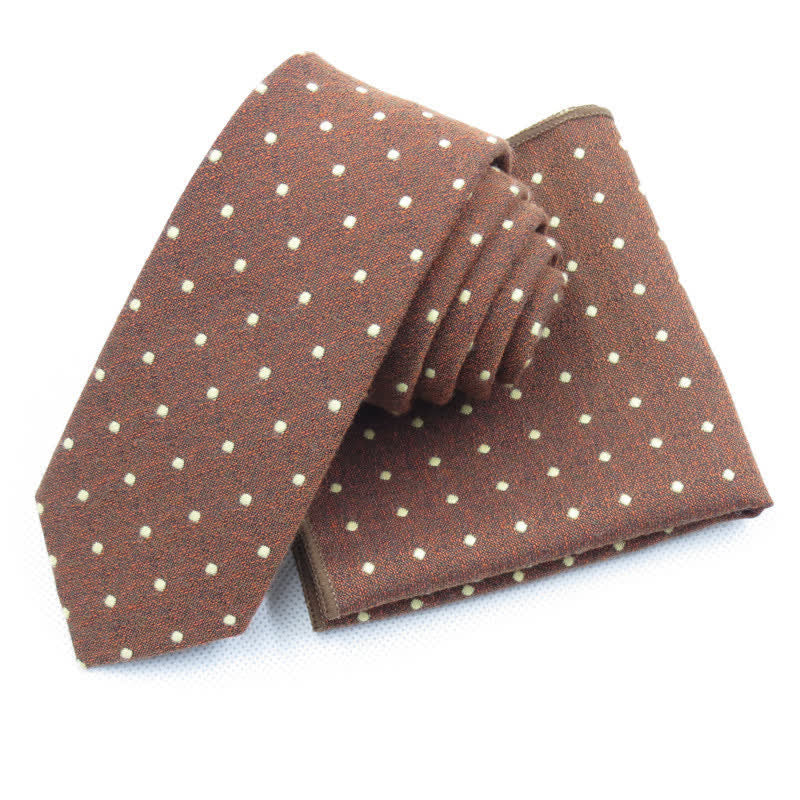 3Pcs Men's Polka Dots Stylish Bow Tie Necktie Set - Brown - Necktie + Handkerchief - image 22