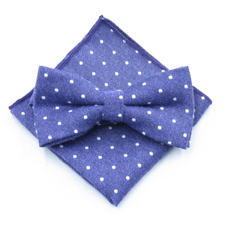 3Pcs Men's Polka Dots Stylish Bow Tie Necktie Set - Purple - Bow Tie + Handkerchief - image 29