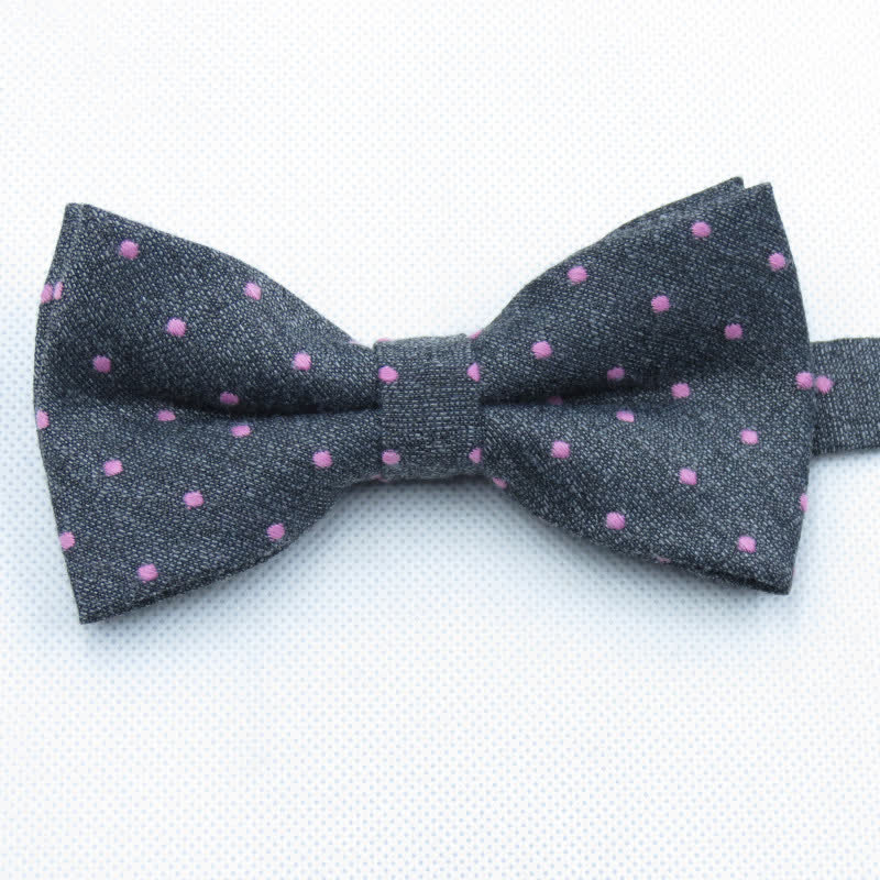 3Pcs Men's Polka Dots Stylish Bow Tie Necktie Set - Gray - Bow Tie - image 20