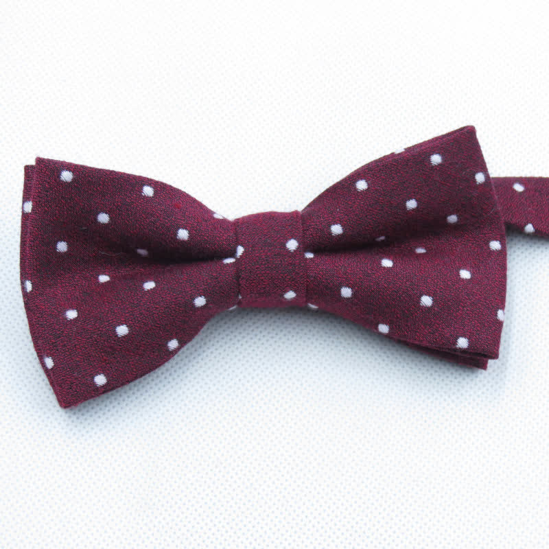 3Pcs Men's Polka Dots Stylish Bow Tie Necktie Set - Burgundy - Bow Tie - image 9