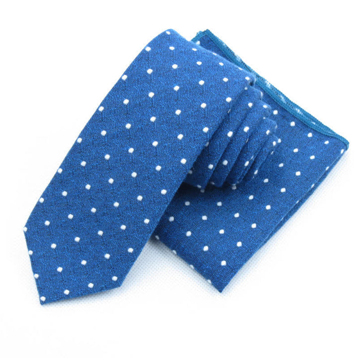 3Pcs Men's Polka Dots Stylish Bow Tie Necktie Set - Blue - Necktie + Handkerchief - image 38