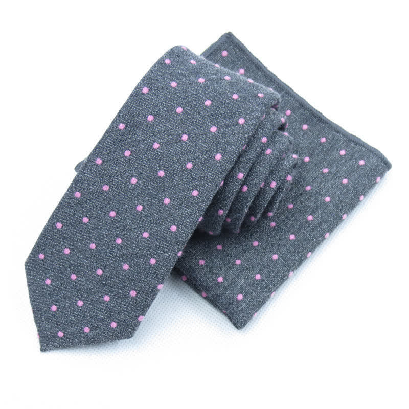 3Pcs Men's Polka Dots Stylish Bow Tie Necktie Set - Gray - Necktie + Handkerchief - image 17
