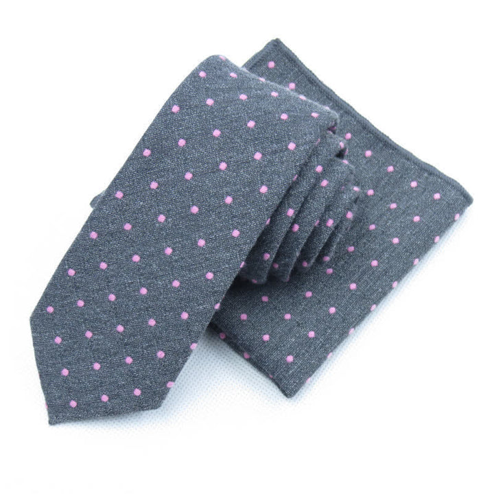 3Pcs Men's Polka Dots Stylish Bow Tie Necktie Set - Gray - Necktie + Handkerchief - image 17