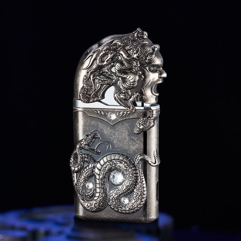 Fancy Snake Rhinestone Inlaid Refillable Butane Lighter