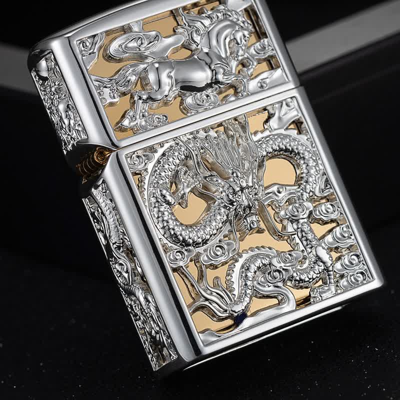 Embossed 3D Carving Dragon Refillable Kerosene Lighter - image 6