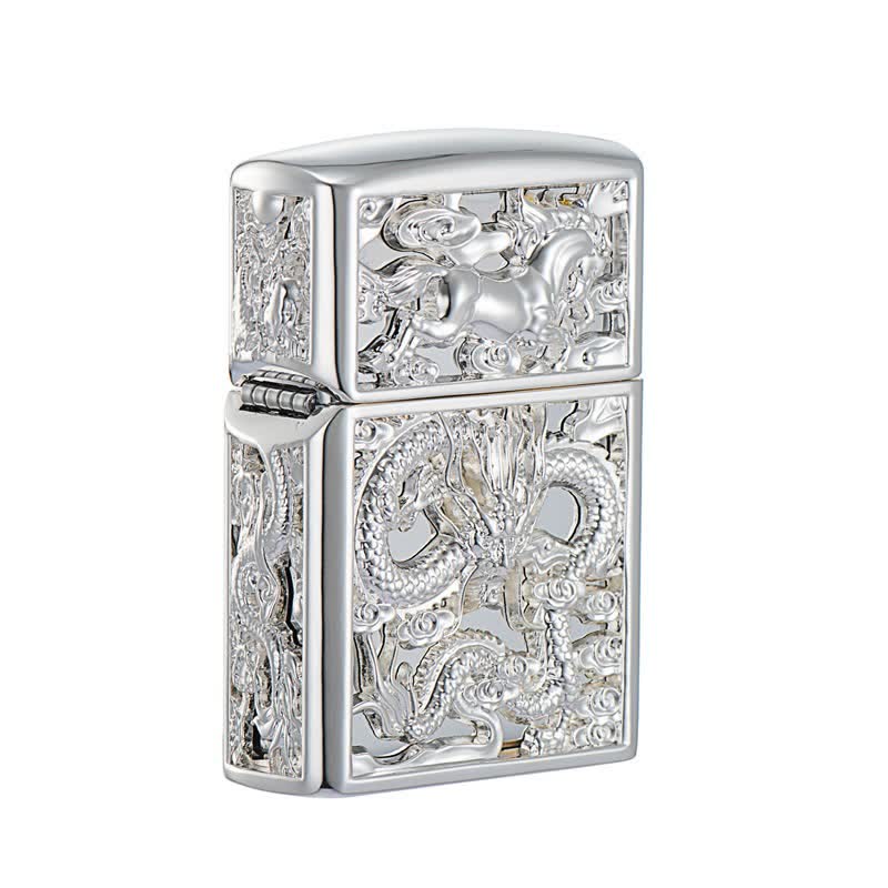 Embossed 3D Carving Dragon Refillable Kerosene Lighter