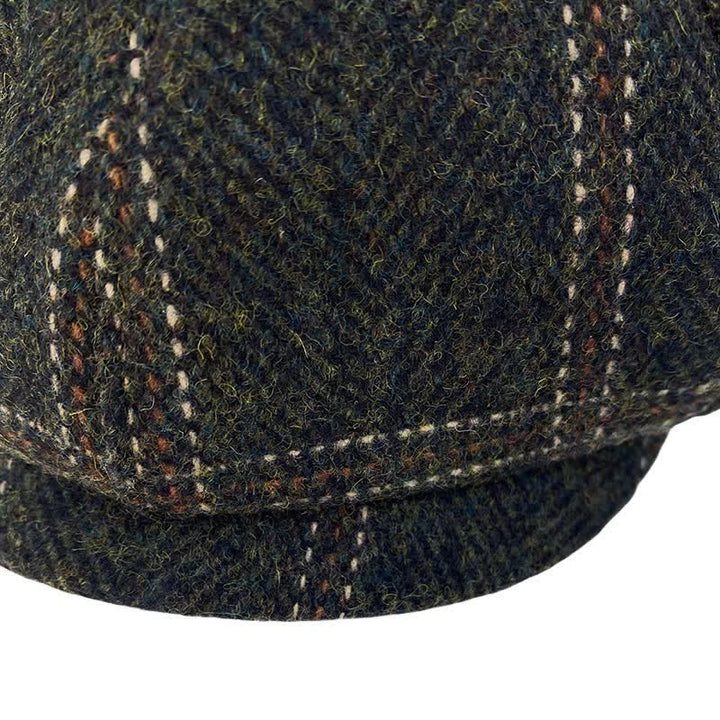 Dark Green Retro Plaid British Painters Octagonal Beret Hat