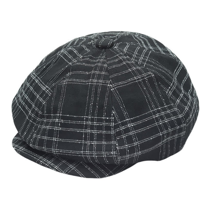 Black & White Plaid Simple Octagonal Cowboy Beret Hat