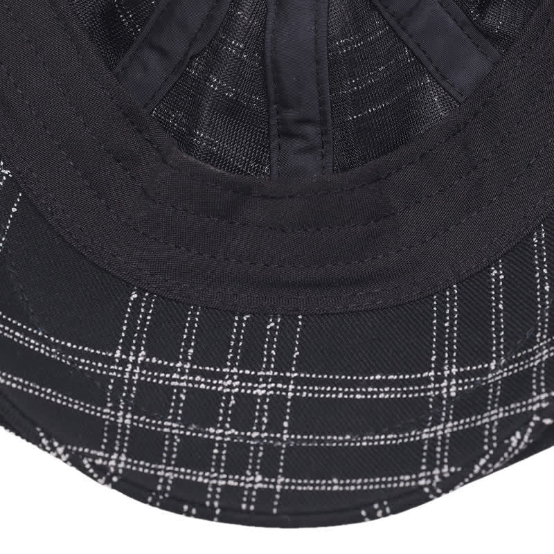 Black & White Plaid Simple Octagonal Cowboy Beret Hat