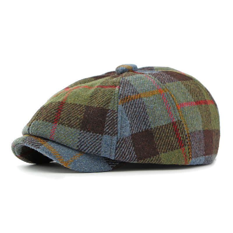 Faux Woolen Tweed Cabbie Newsboy Beret Hat