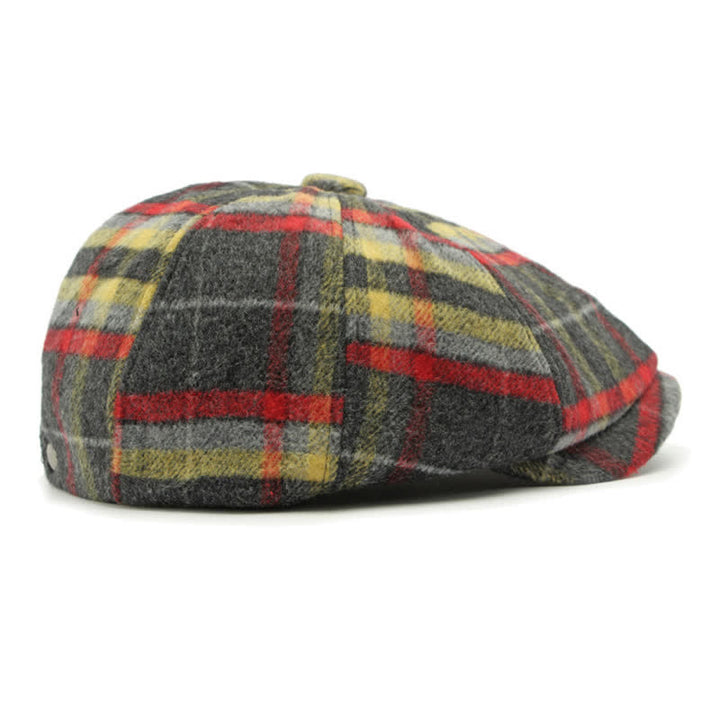 Traditional Plaid Eight Panel Newsboy Cap British Beret Hat