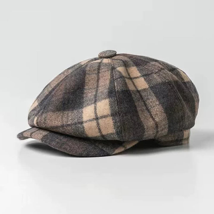 Classical Plaid Artist Painter Octagon Beret Hat