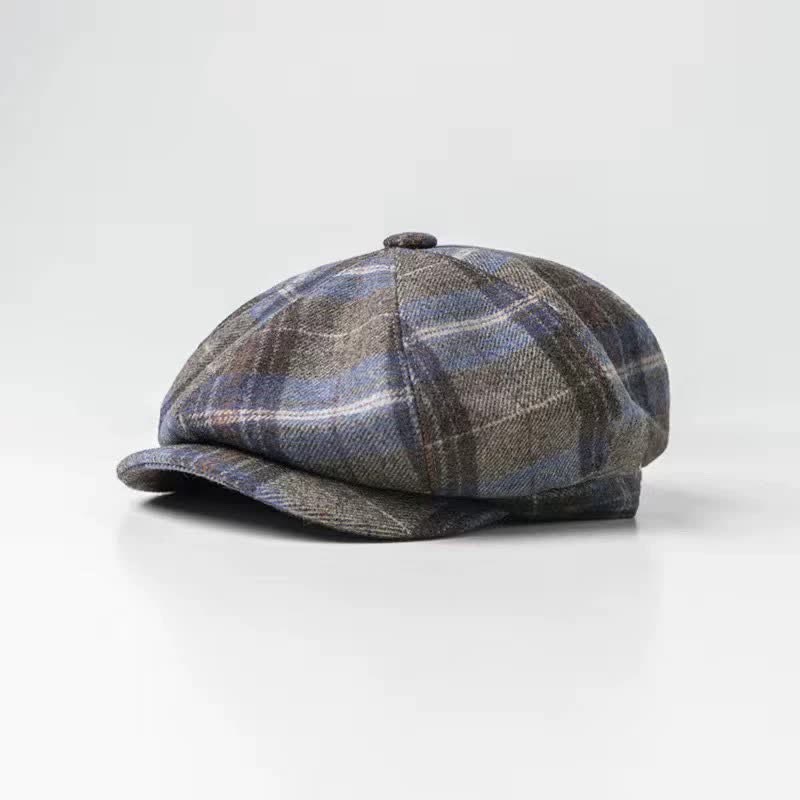 Classical Plaid Artist Painter Octagon Beret Hat