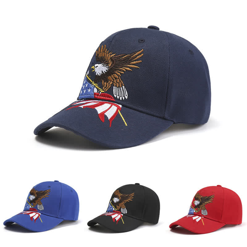 Casual Bald Eagle USA Flag Embroidered Baseball Cap