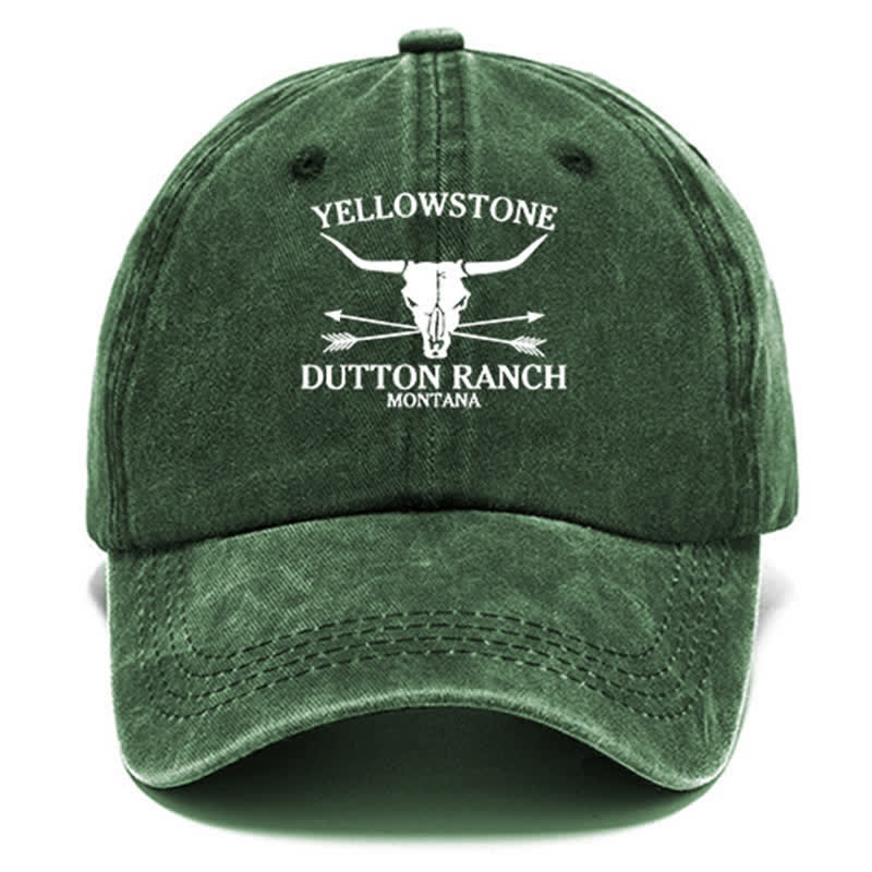 Yellowstone Dutton Ranch Montana Bull Arrow Washed Cotton Baseball Cap