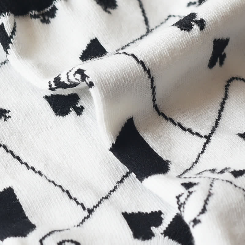 White & Black Spades Poker Card Cotton Socks