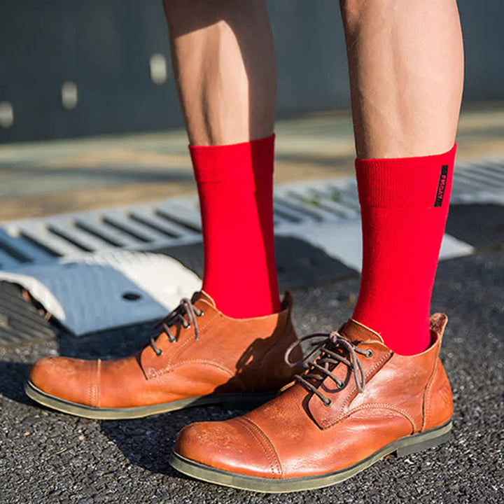 Men's Solid Color British Gentleman Cotton Crew Socks