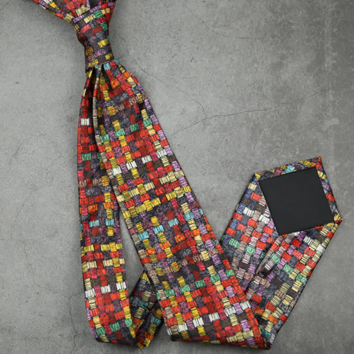 Men's Funny Colorful Grid Printed Necktie