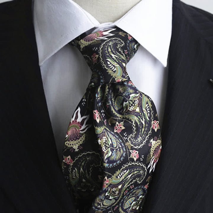 Men's Dark Green Fantastic Paisley Printed Necktie