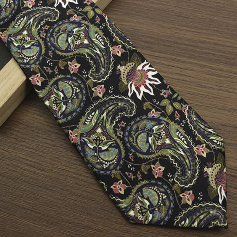 Men's Dark Green Fantastic Paisley Printed Necktie