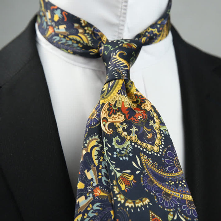 Men's Exotic Romance Paisley Floral Print Wedding Necktie