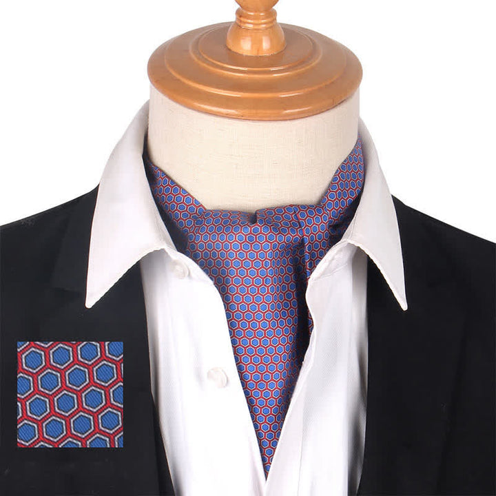 Geometrical Hexagon Printed Gray Purple Ascot Cravat