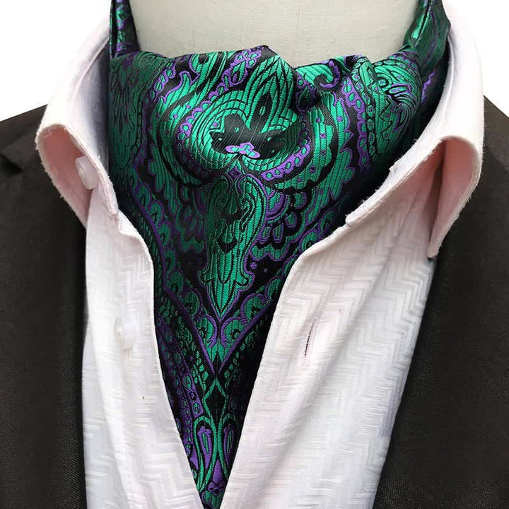 Magical Fancy Green & Purple Paisley Printed Ascot Cravat