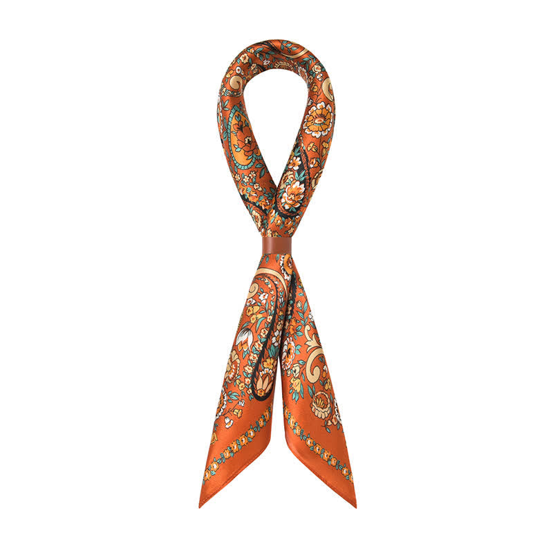 Weastern Style Orange Wild Paisley Floral Square Scarf