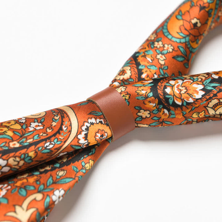 Weastern Style Orange Wild Paisley Floral Square Scarf