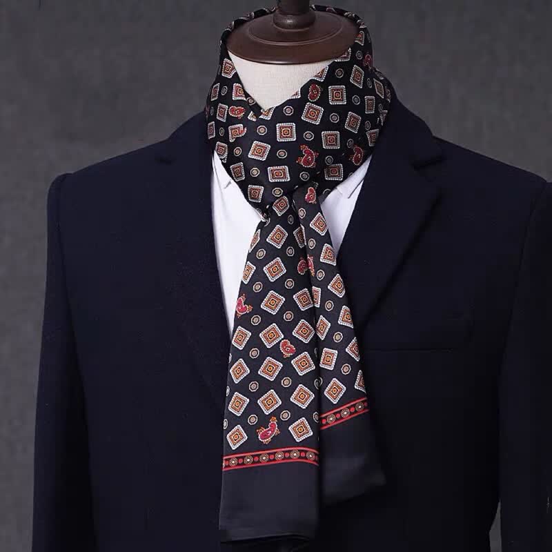 Men's Business Geometrical Figure Thin Long Pure Silk Scarf - Style #4 - image 3