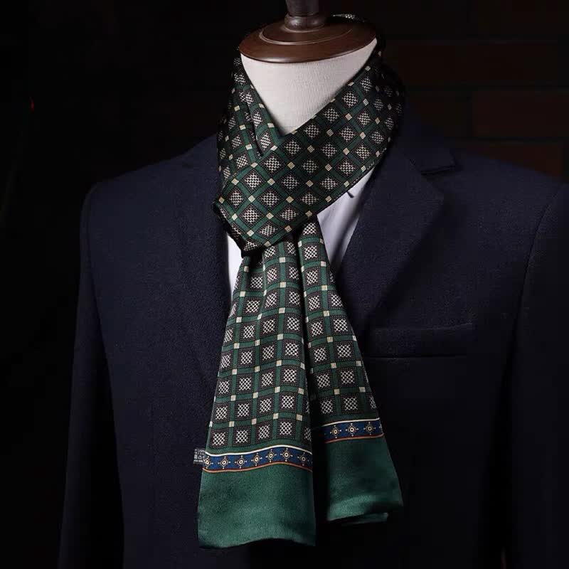 Men's Business Geometrical Figure Thin Long Pure Silk Scarf - Style #10 - image 9