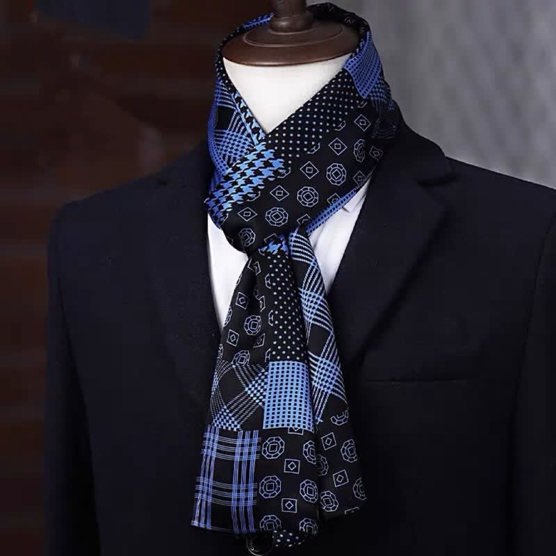 Men's Business Geometrical Figure Thin Long Pure Silk Scarf - Style #9 - image 8