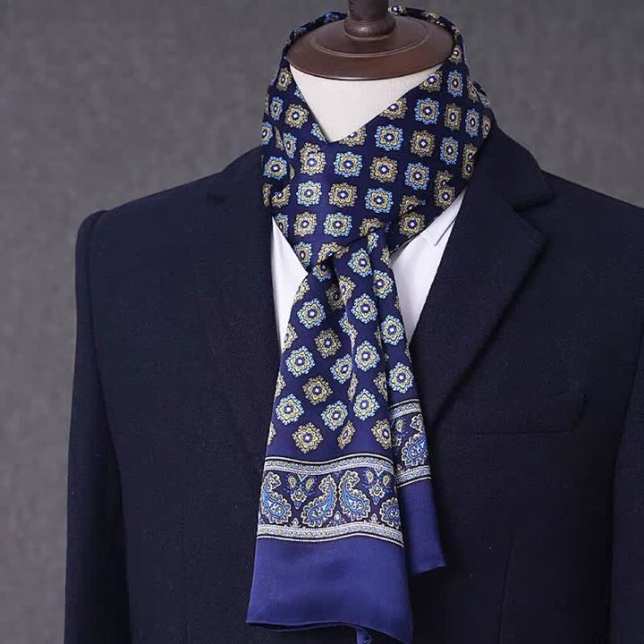 Men's Business Geometrical Figure Thin Long Pure Silk Scarf - Style #1 - image 0
