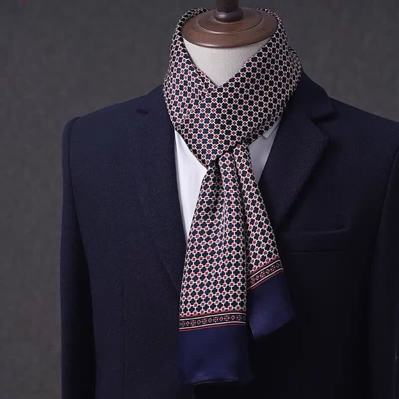 Men's Business Geometrical Figure Thin Long Pure Silk Scarf - Style #13 - image 12