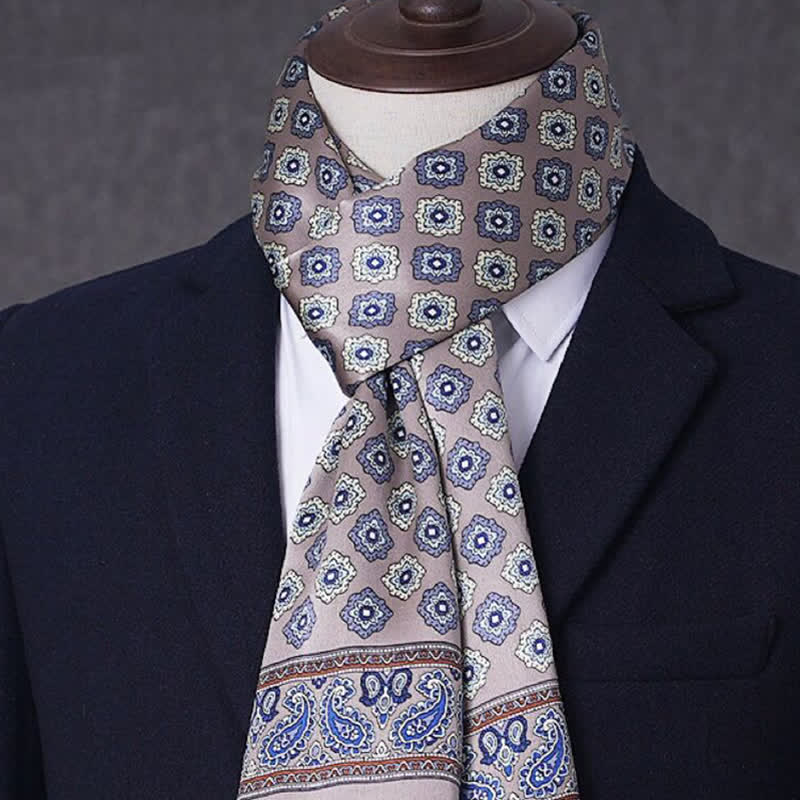 Men's Business Geometrical Figure Thin Long Pure Silk Scarf - Style #3 - image 2