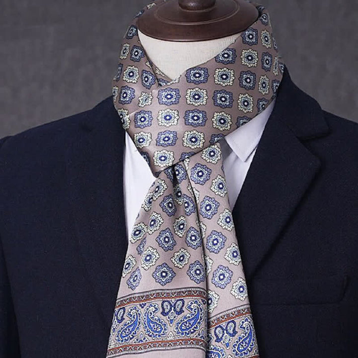 Men's Business Geometrical Figure Thin Long Pure Silk Scarf - Style #3 - image 2