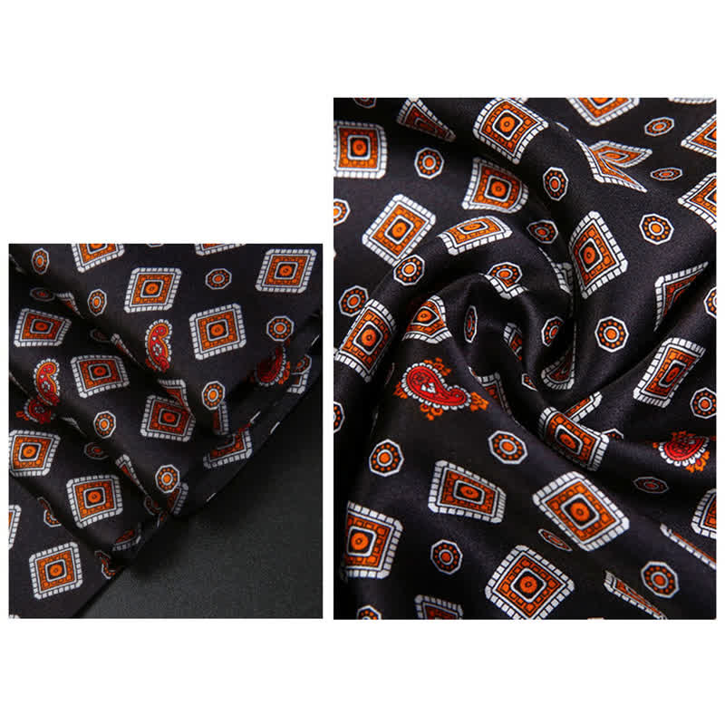 Men's Repeating Square Paisley Pattern Thin Long Pure Silk Scarf - image 10