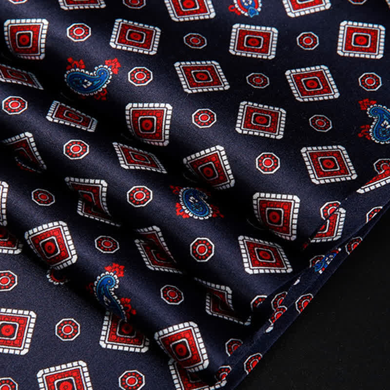 Men's Repeating Square Paisley Pattern Thin Long Pure Silk Scarf - image 2