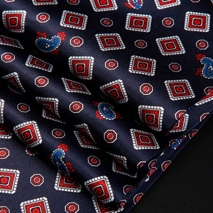 Men's Repeating Square Paisley Pattern Thin Long Pure Silk Scarf - image 2