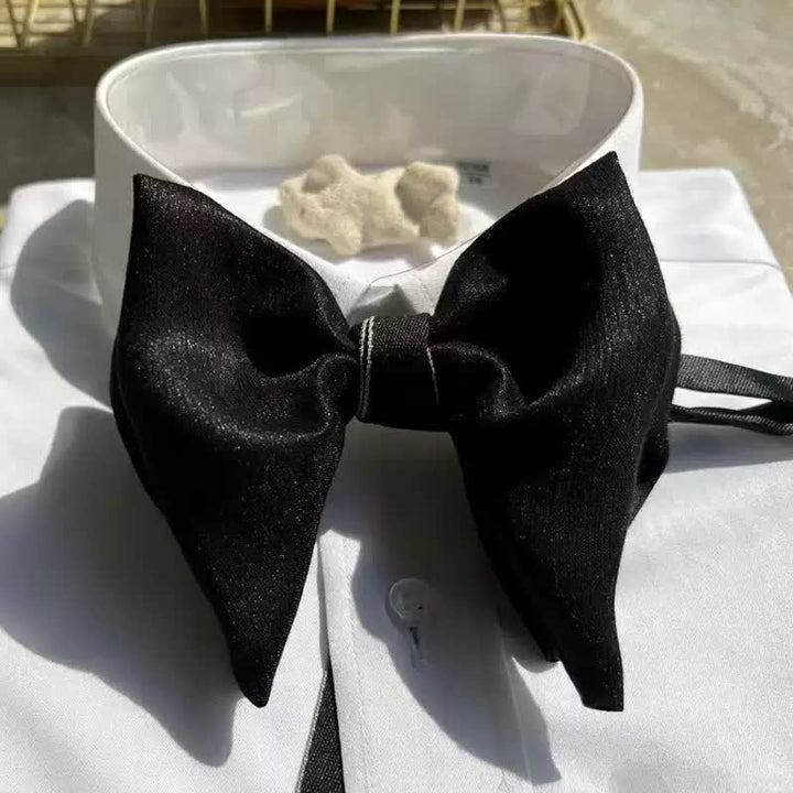 Men's Black Large Butterfly Formal Oversized Pointed Bow Tie