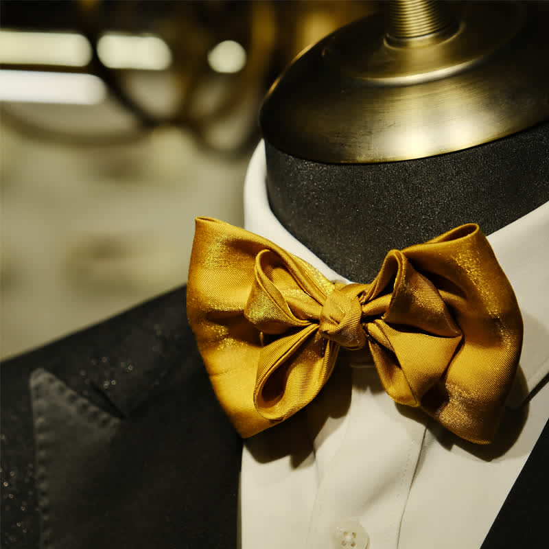 Men's Golden Life Unique Shaped Oversized Pointed Bow Tie