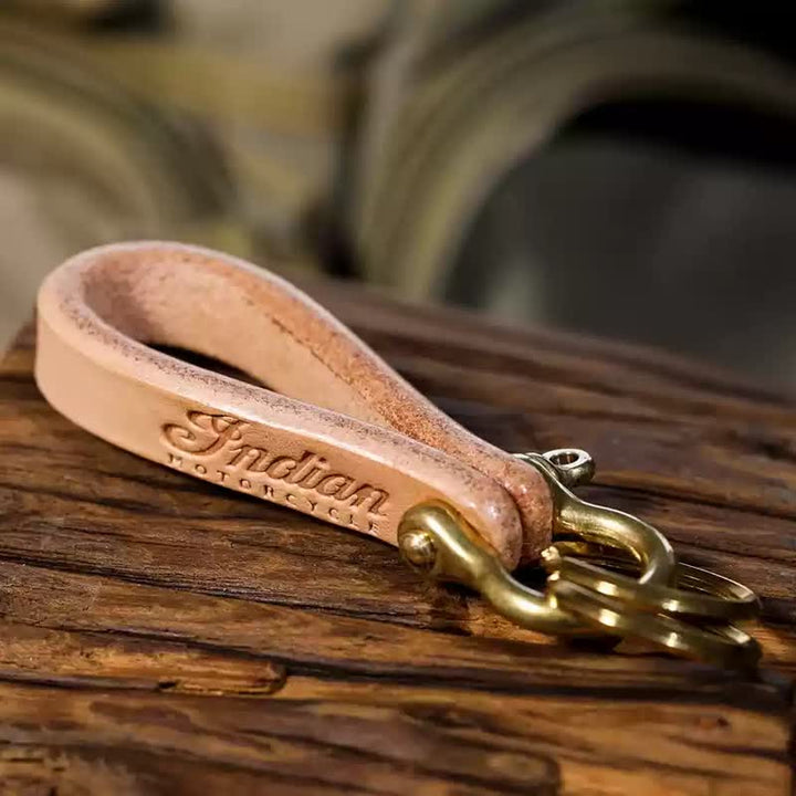 Handcrafted Natural Vegetable Tanned Leather Keychain