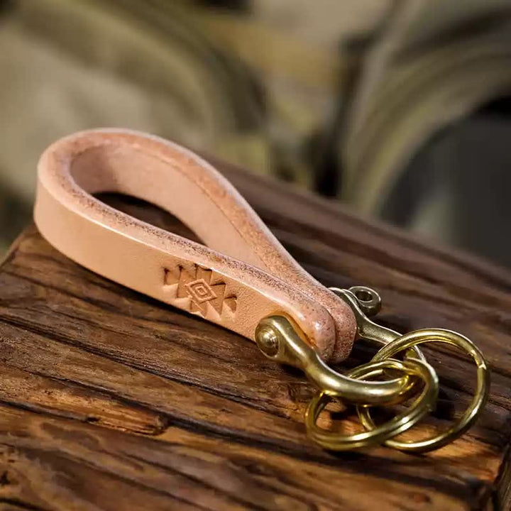 Handcrafted Natural Vegetable Tanned Leather Keychain