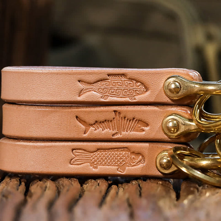 Handcrafted Natural Vegetable Tanned Leather Keychain