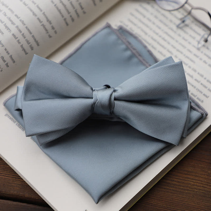 Men's Solid Color Double Layered Handkerchief Bow Tie