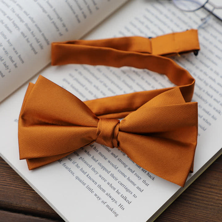 Men's Solid Color Double Layered Handkerchief Bow Tie