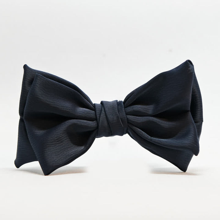 Men's Gentleman Handmade Midnight Blue Double Layered Bow Tie