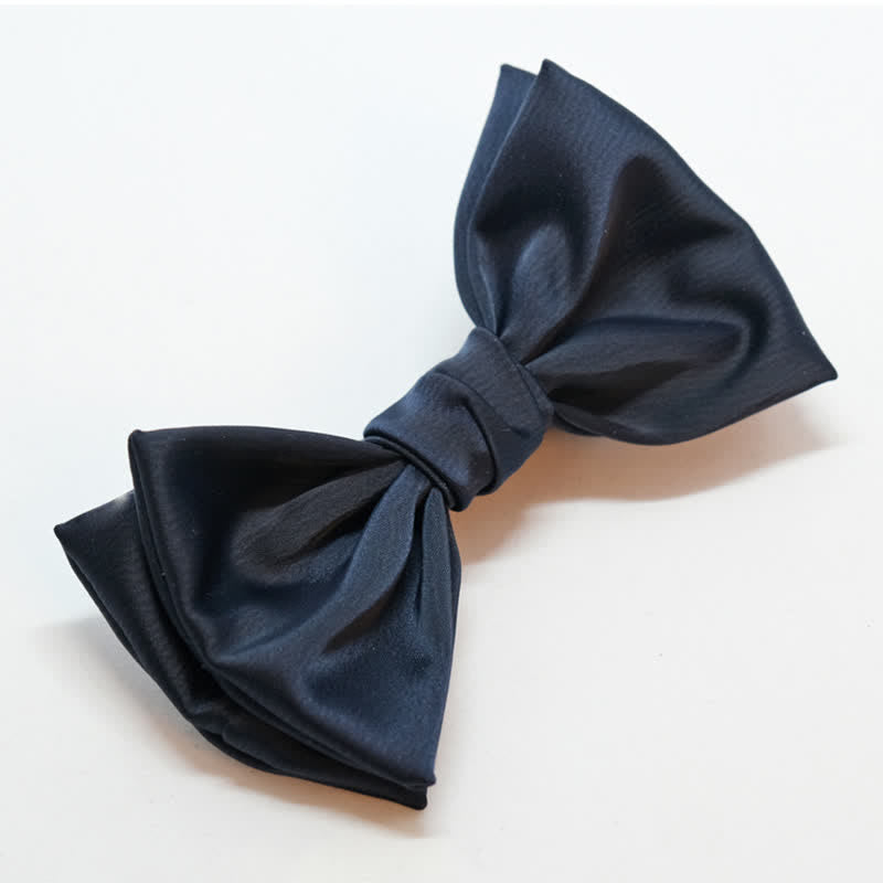 Men's Gentleman Handmade Midnight Blue Double Layered Bow Tie