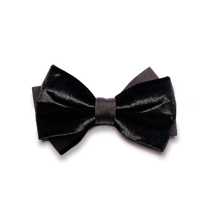 Men's Noble Black Velvet Double Layered Bow Tie